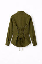 Olive Green Fitted Button Down Shirt