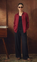 Maroon Button Down Shirt With Black Inner & Black Flapper Trouser