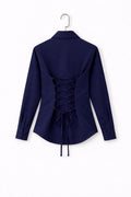 Navy Blue Fitted Button Down Shirt