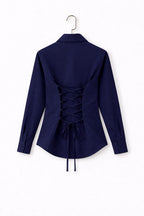 Navy Blue Fitted Button Down Shirt