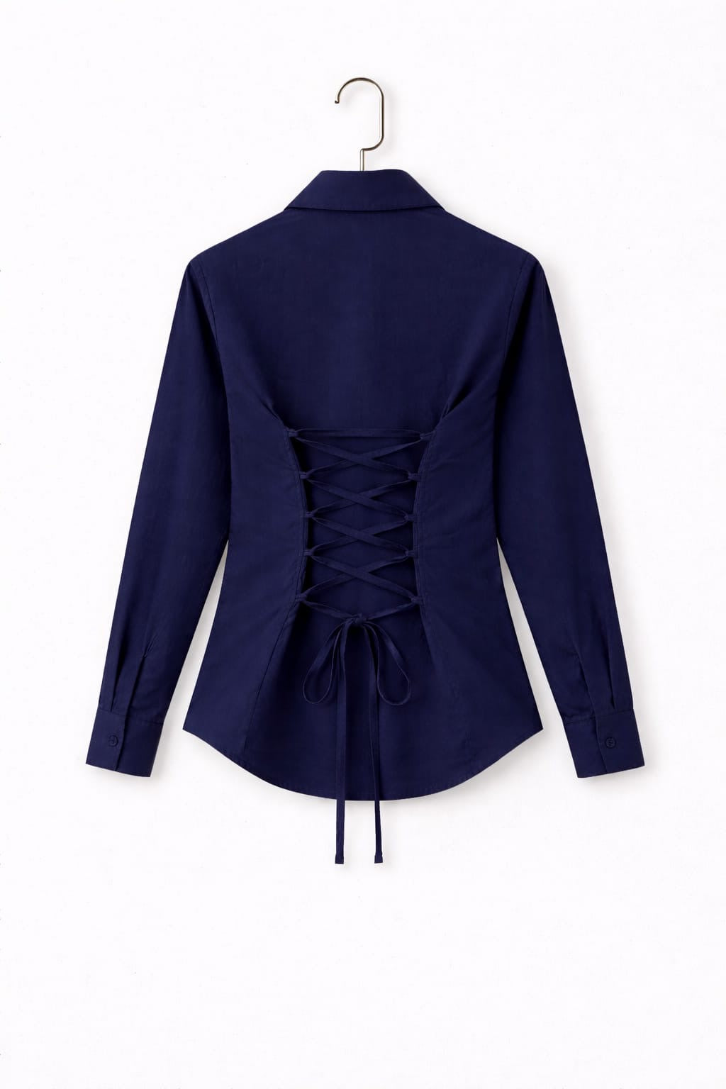 Navy Blue Fitted Button Down Shirt