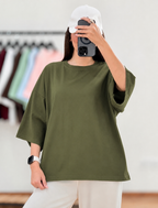Olive-Green Drop Shoulder Tee