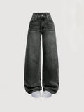 Shaded Black Vintage Wide Leg Jeans