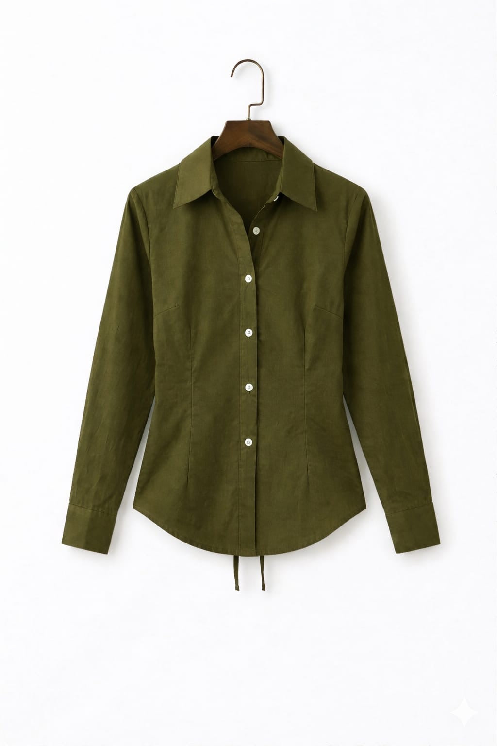 Olive Green Fitted Button Down Shirt