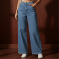 Mid Blue Wide Leg Jeans