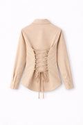 Beige Fitted Button Down Shirt