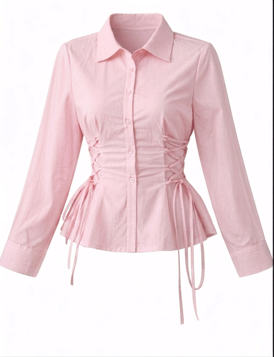 Corset Fit Shirt-Baby Pink