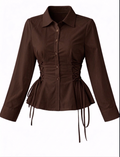 Corset Fit Shirt-Brown