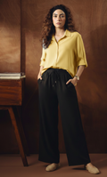 LEMON BUTTON DOWN SHIRT WITH BLACK FLAPPER TROUSER