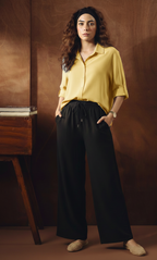 LEMON BUTTON DOWN SHIRT WITH BLACK FLAPPER TROUSER