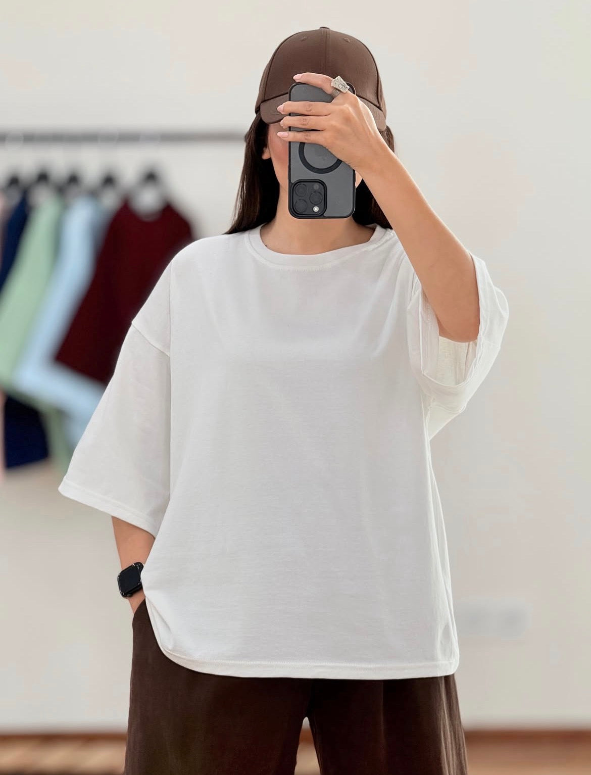 White Drop Shoulder Tee