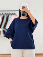 Navy-Blue Drop Shoulder Tee