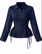 Corset Fit Shirt-Navy Blue