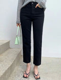 Straight-Leg Black Jeans For Women's