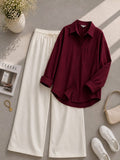 Maroon Button Down Shirt & White Flapper Trouser