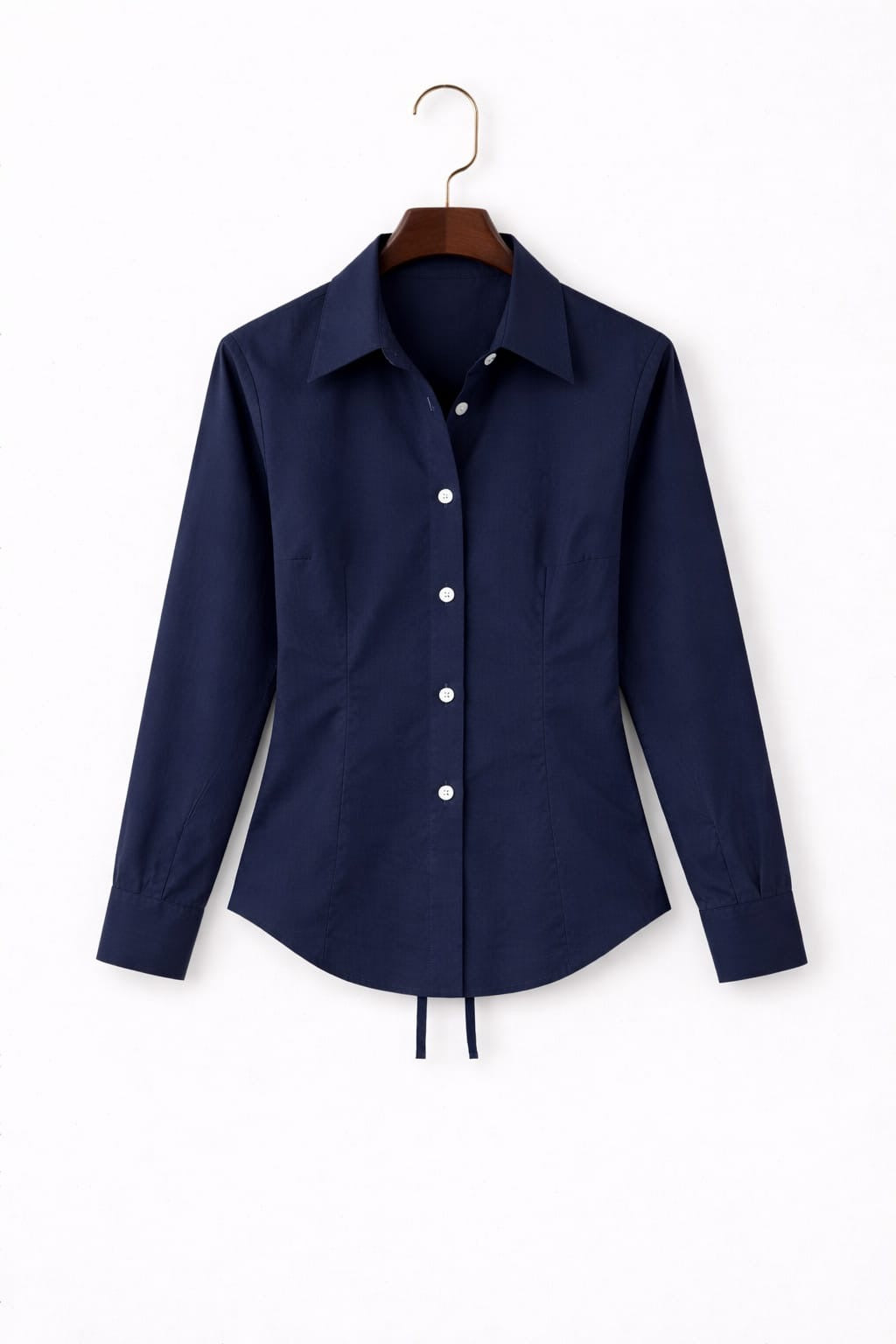 Navy Blue Fitted Button Down Shirt