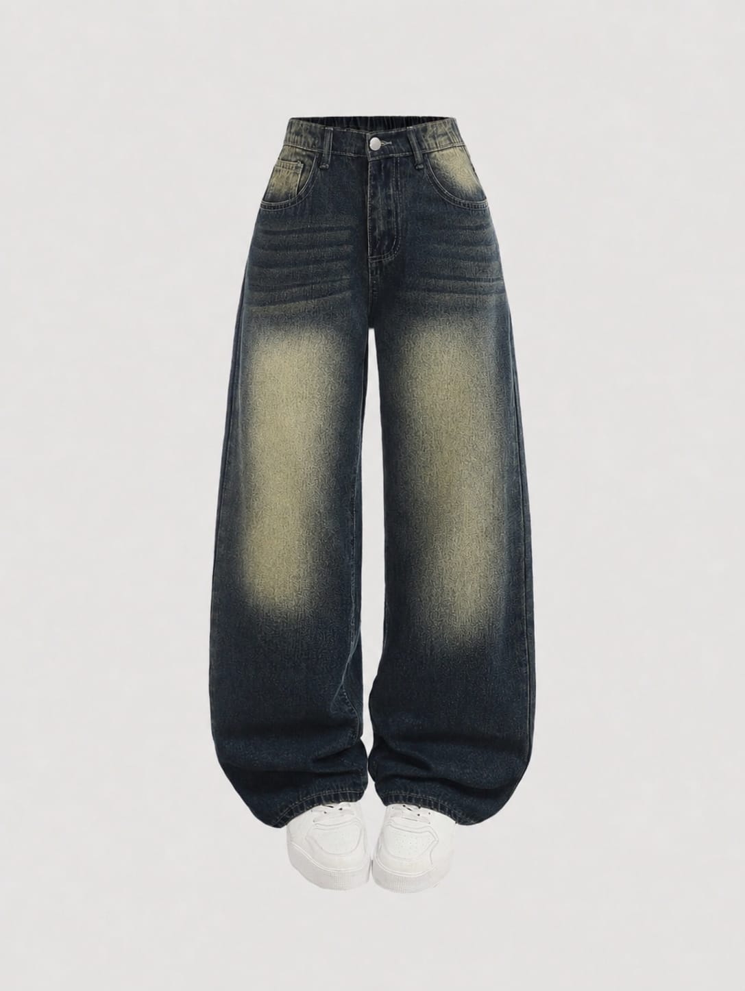 Shaded Greenish Vintage Wide Leg Jeans