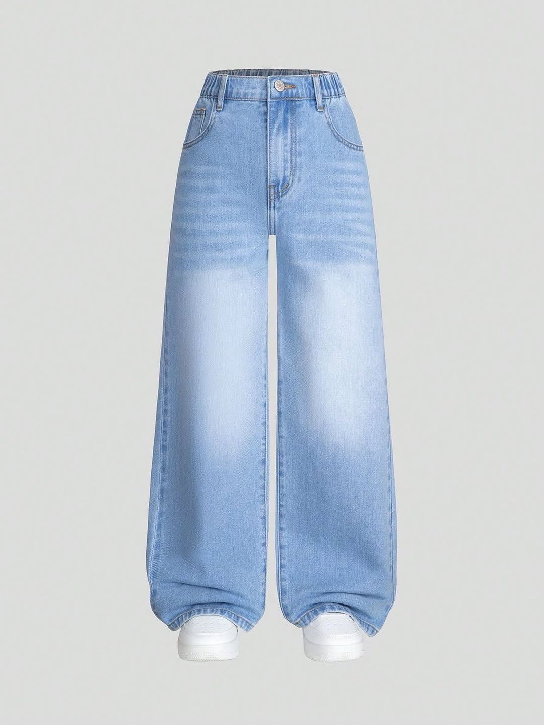 Shaded Ice-Blue Vintage Wide Leg Jeans